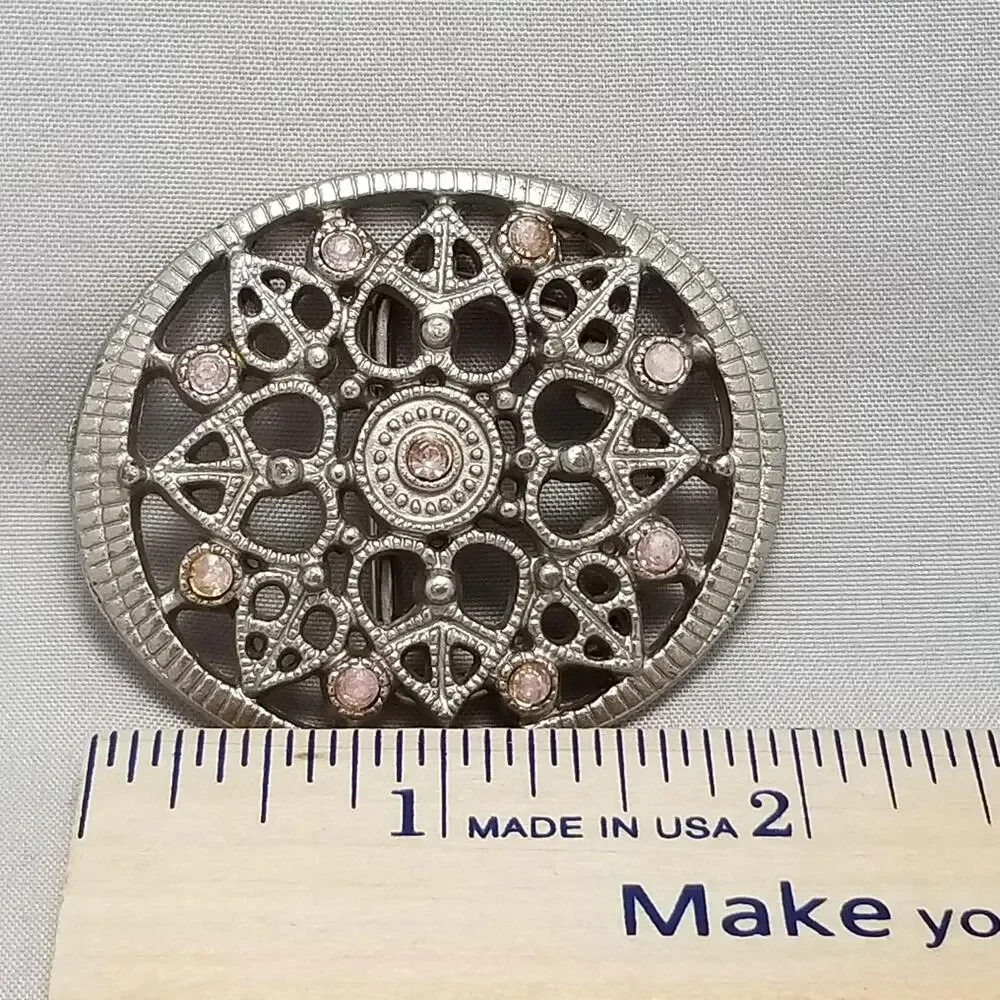 Vintage Belt Buckle‎ Women's Small Western Victorian Rhinestones Art Deco